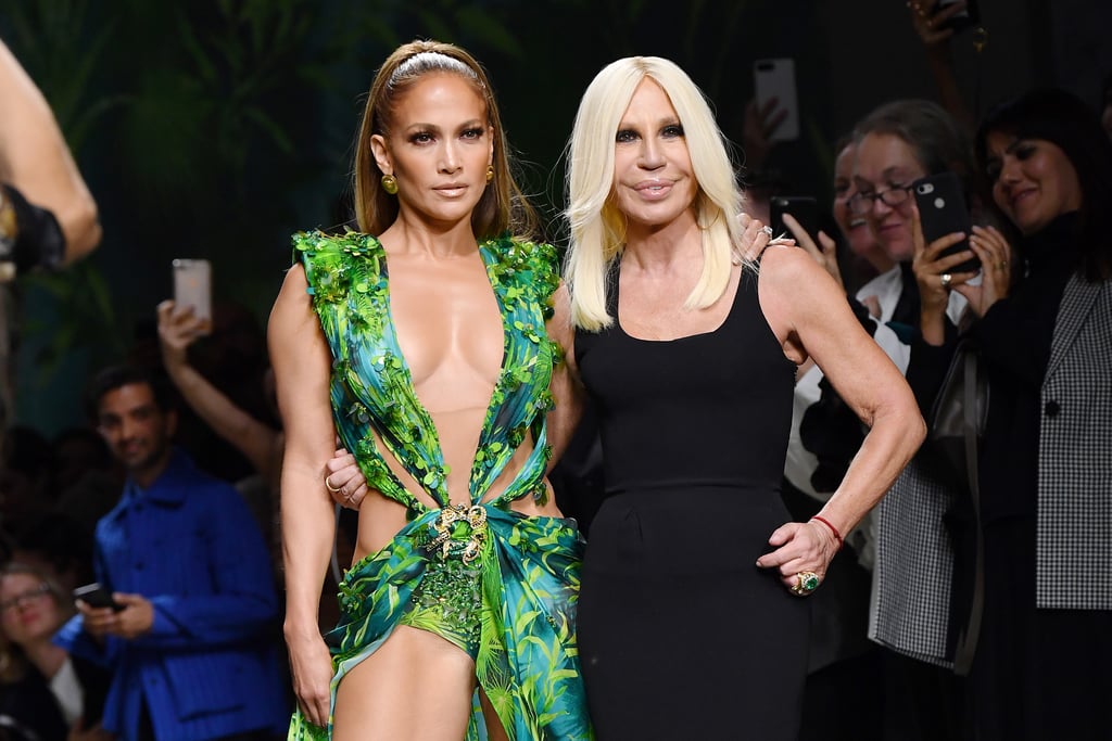 Jennifer Lopez Wore a New Green Dress on the Versace Runway