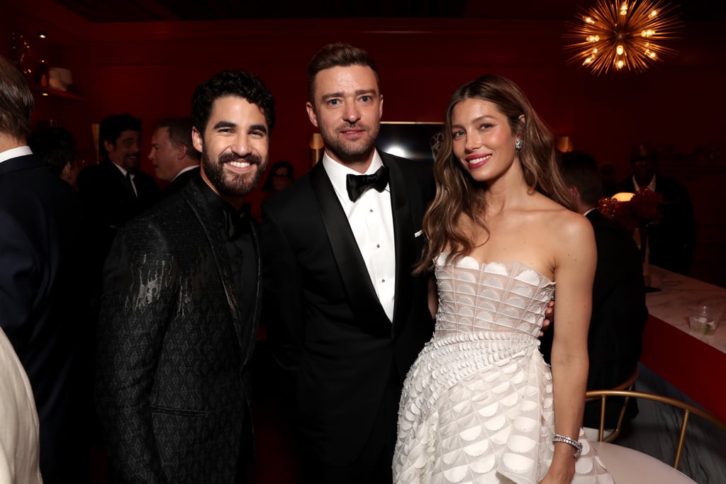 Pictured: Darren Criss, Justin Timberlake, and Jessica Biel