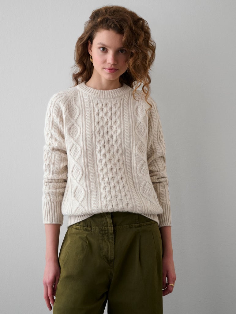 White + Warren Luxe Cashmere Cable Crewneck