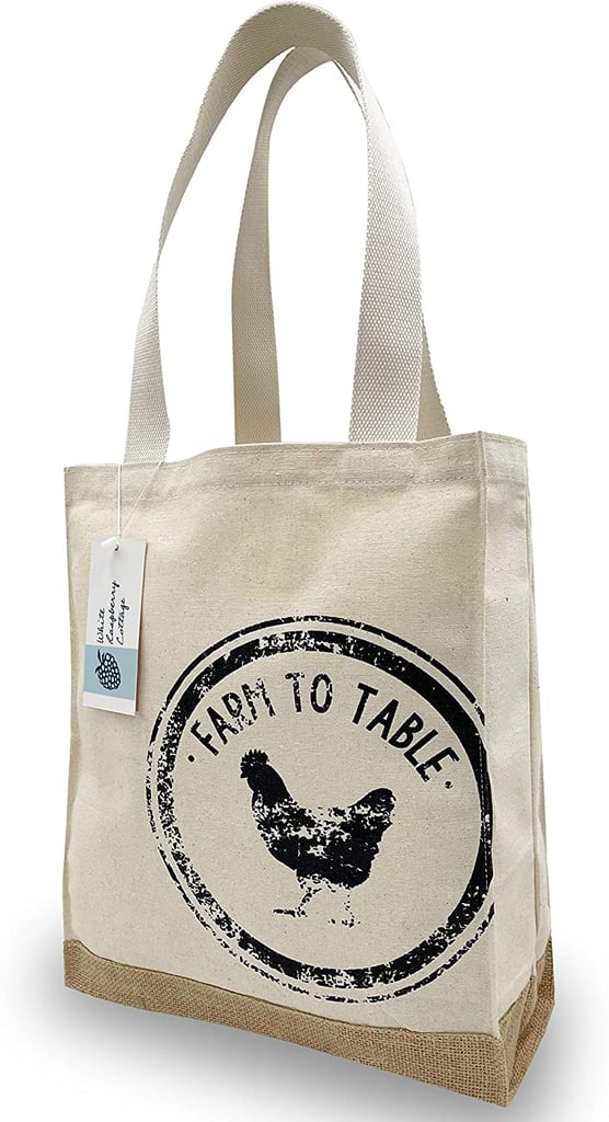 Natural Canvas & Jute Grocery Shopping Bag