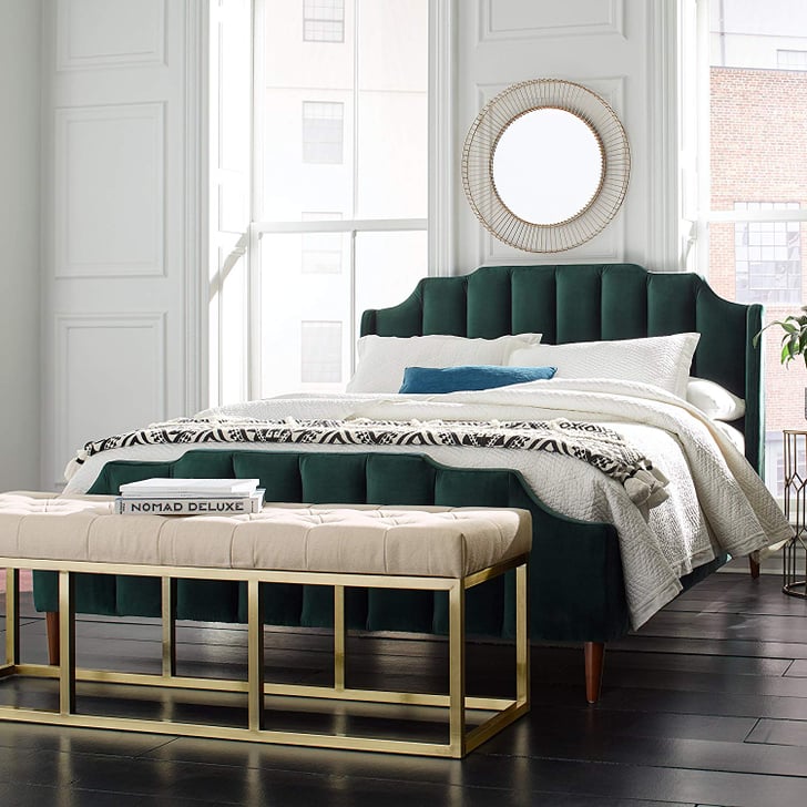 Rivet Glam Tufted Seat Upholstered Bench Trendy Home Decor and