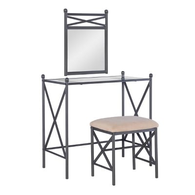 Linon Marnie Vanity Set Pewter