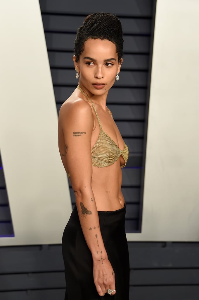 Zoe Kravtiz Gold Bra at Oscars Afterparty 2019