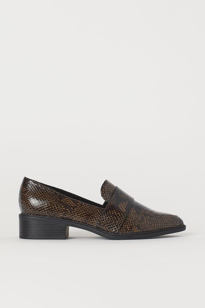 H&M SnakeskinPatterned Loafers Best Shoes For Women 2019 POPSUGAR