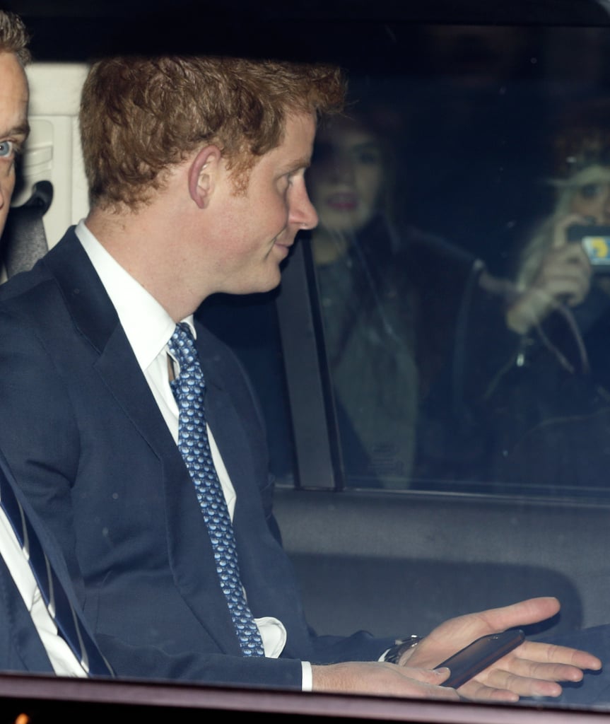 Prince Harry wore a suit for the pre-Christmas lunch.