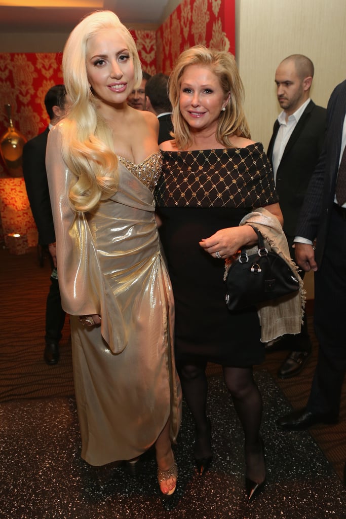 Lady Gaga wore L’Dezen by Payal Shah at Plukka earrings while she mingled with Kathy Hilton.