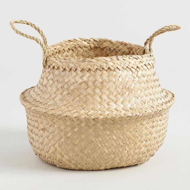 Natural Seagrass Floppy Tote Basket