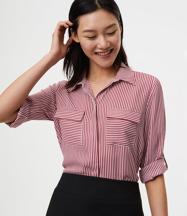 LOFT Striped Utility Blouse