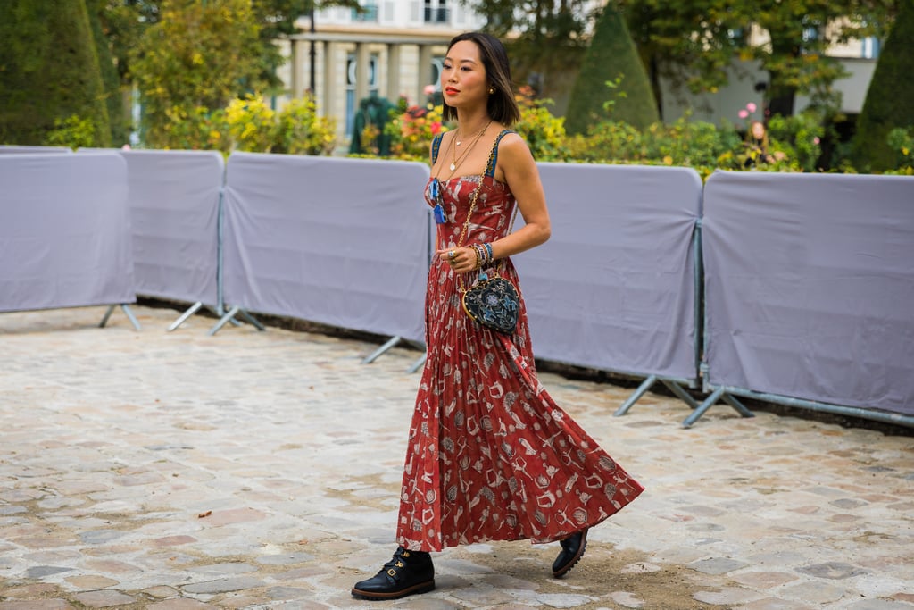 Aimee Song's dress and boots look could become our go-to Fall uniform.