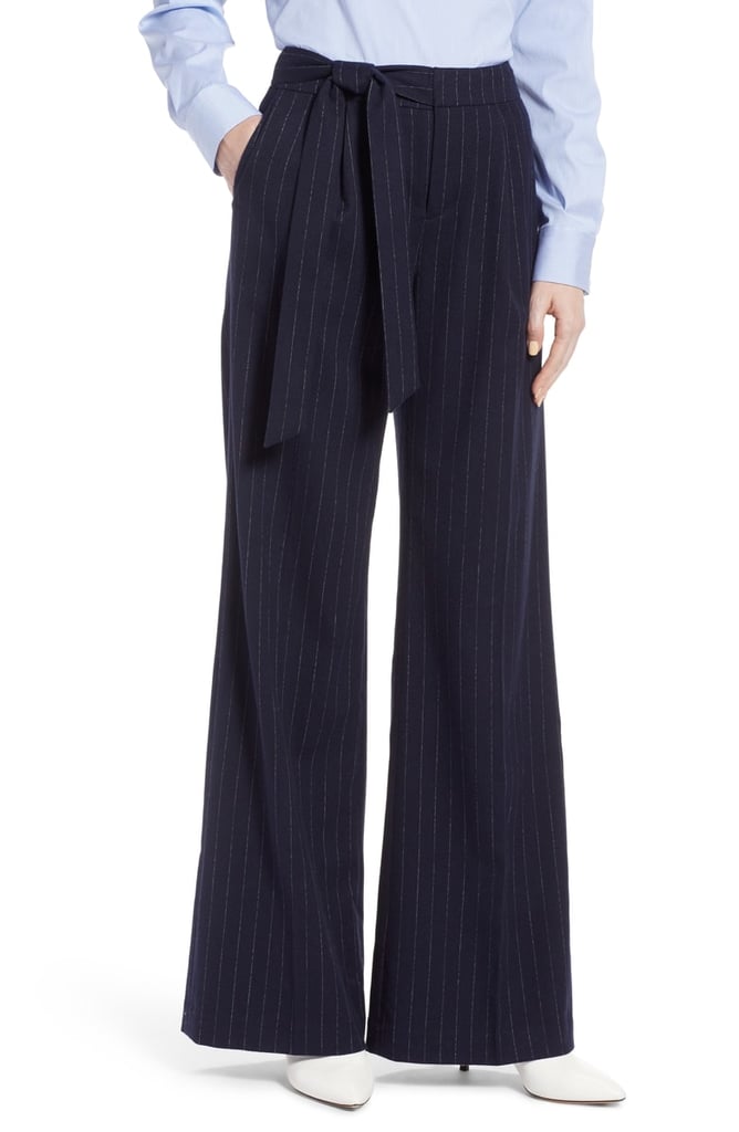 Halogen Tie-Waist Wide-Leg Stretch Crepe Pants