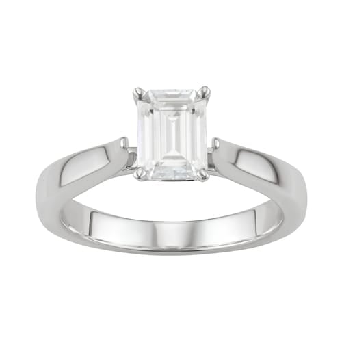 14K White Gold Lab-Created Moissanite 1 Ct. T.W. Emerald-Cut Solitaire Ring