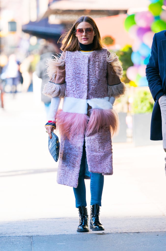 Olivia Palermo Wearing a Pink Fringe Coat
