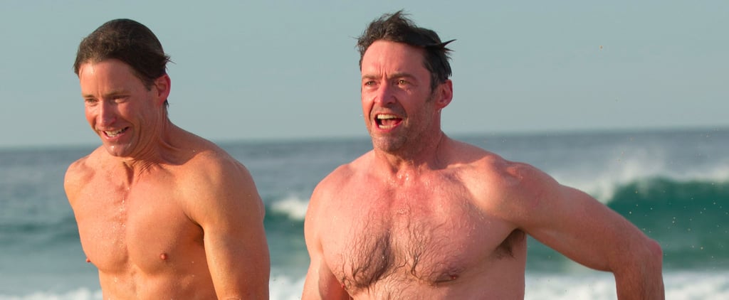 Hugh Jackman on the Beach With His Trainer August 2017