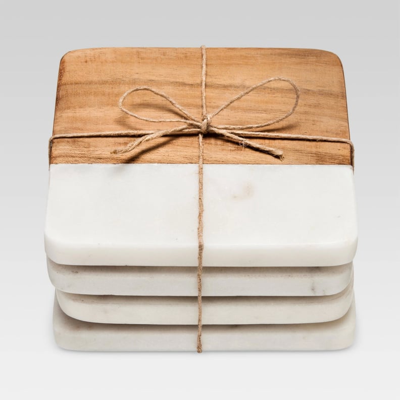 Marble and Acacia Wood Coasters