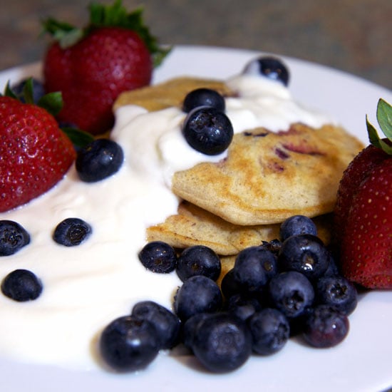 Whole Wheat Mixed Berry Pancakes With Maple Cinnamon Yogurt