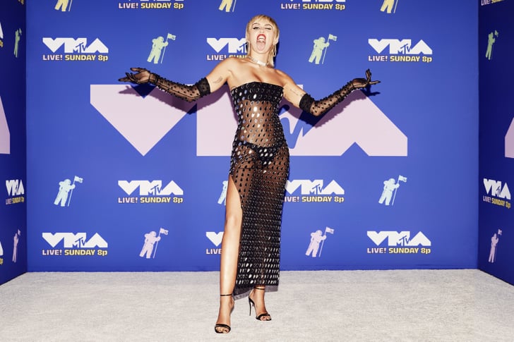Miley Cyrus Black See-Through Dress at MTV VMAs 2020