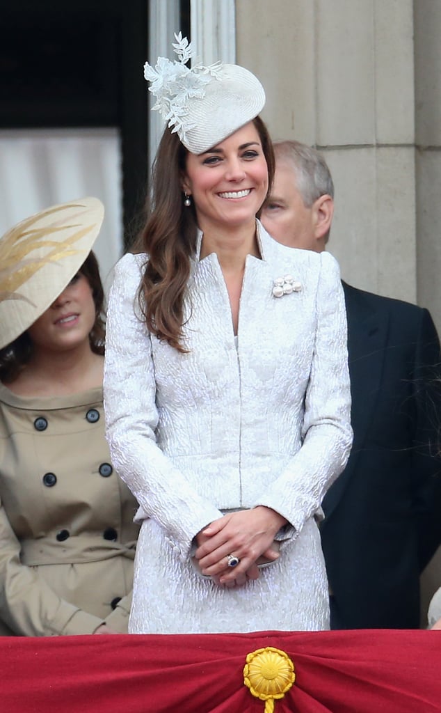 She flashed a big grin while standing on the balcony, all smiles as she stood beside the rest of the royal family.