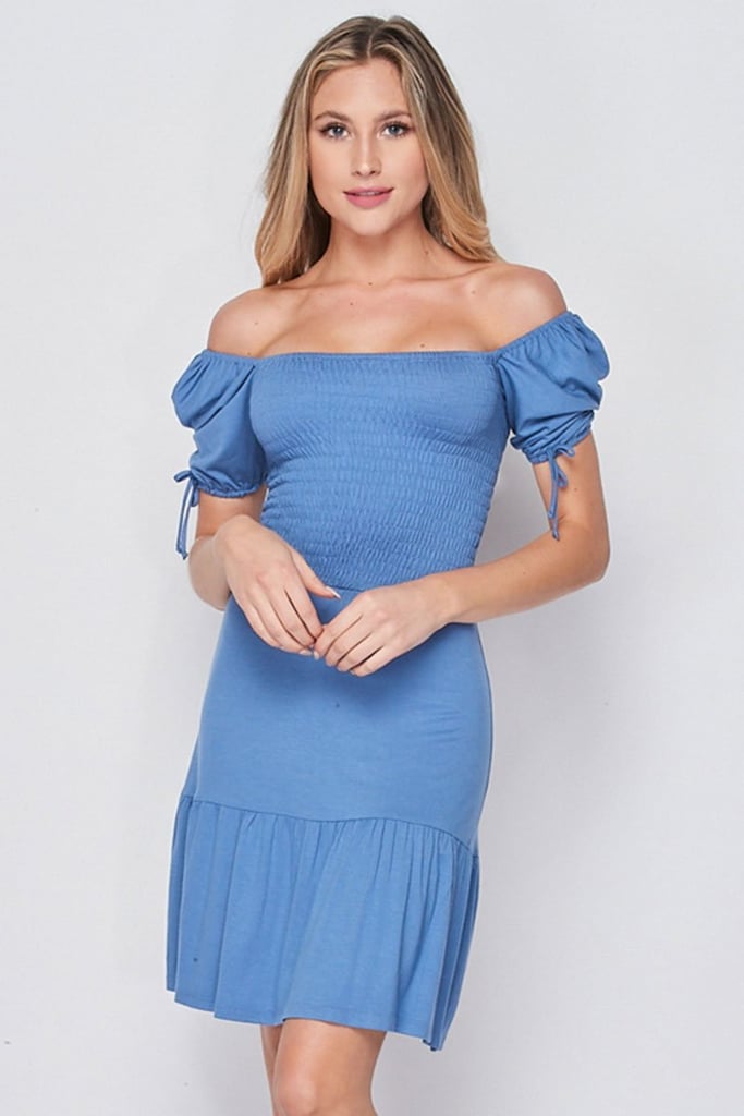 velvet torch puff sleeve smocked dress