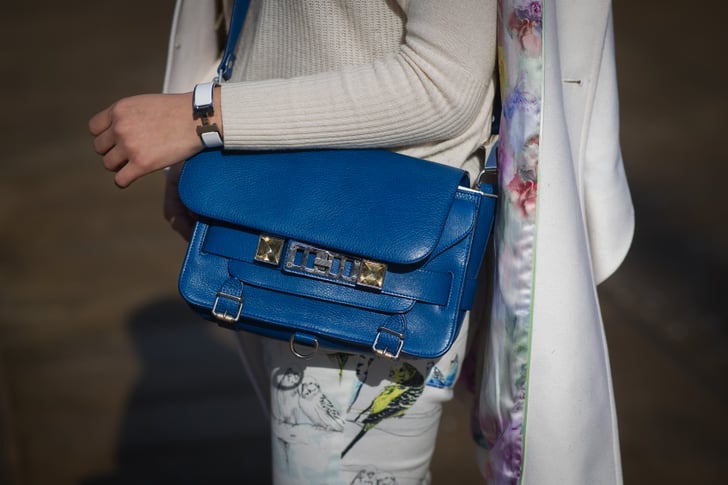 A pretty blue Proenza bag and floral denim hinted at Spring. | Best ...