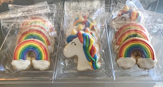 Rainbow and Unicorn Cookie Favors