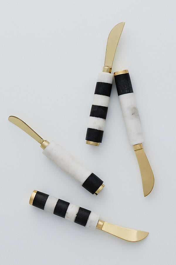Anthropologie Marble-Blocked Cheese Spreader Set