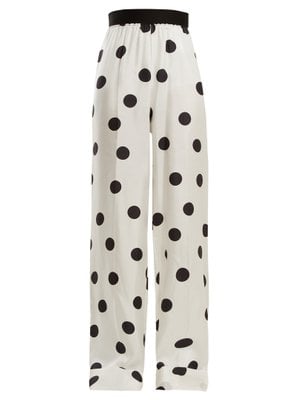 Maison Margiela Elasticated-Waist Polka-Dot Silk Trousers