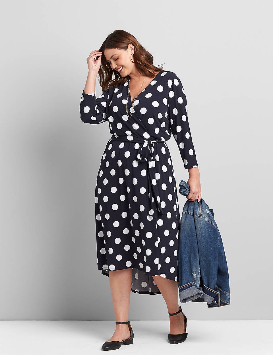 Lane Bryant Polka Dot Crossover Midi Dress Lady Gaga Ignites