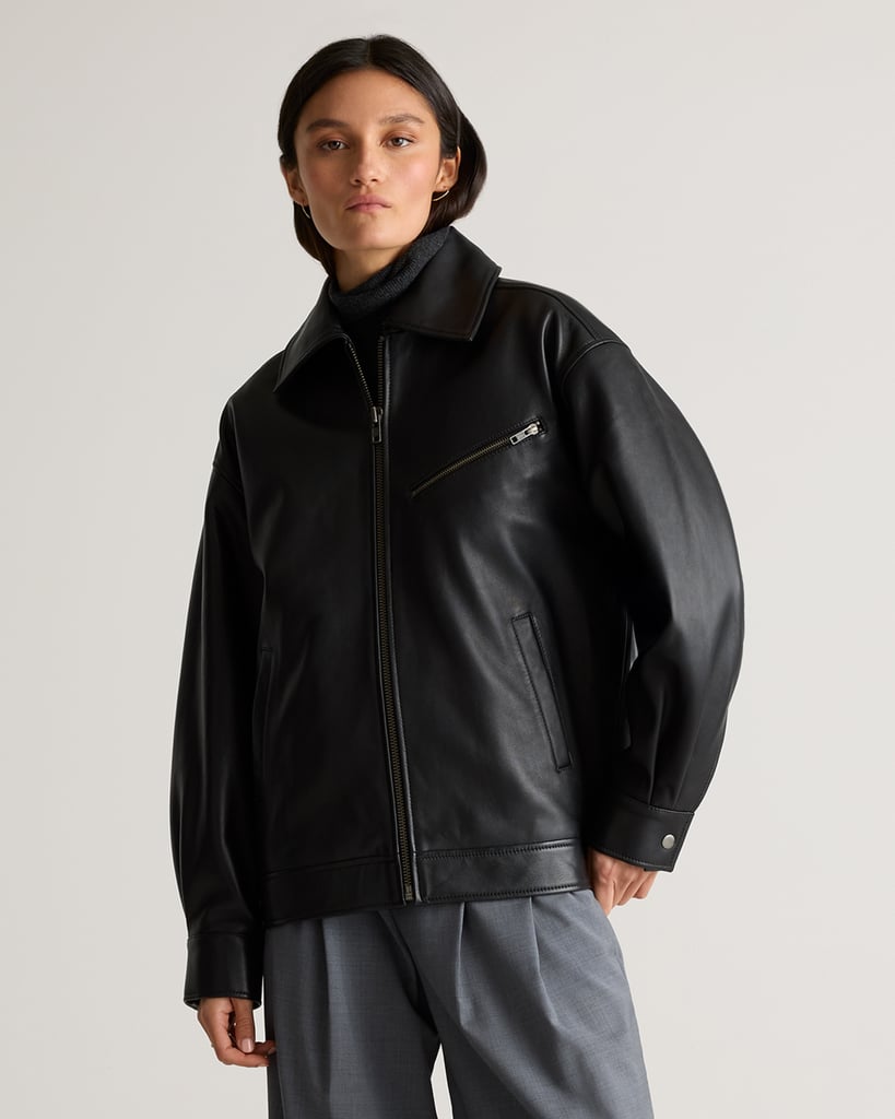 Quince 100% Leather Oversized Bomber Jacket