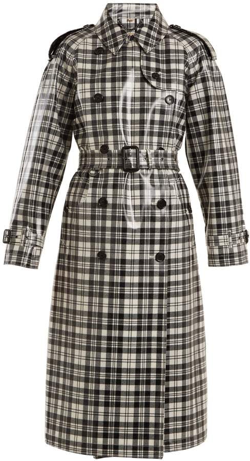 Burberry Laminated-tartan wool trench coat