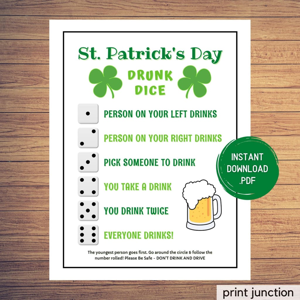 St. Patrick's Day Drunk Dice Drinking Games to Play Over Zoom For St