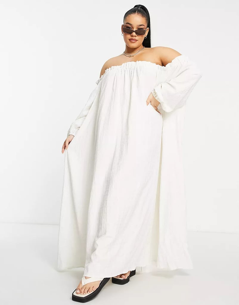 A Vision in White: ASOS Off -Shoulder Midi Dress