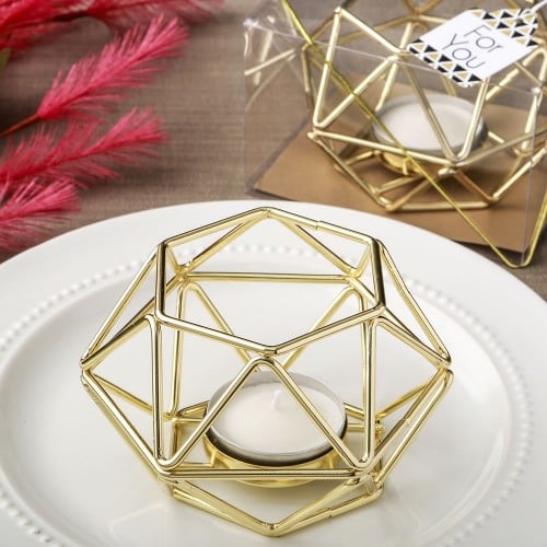Gold Hexagon Metal Votive Holder