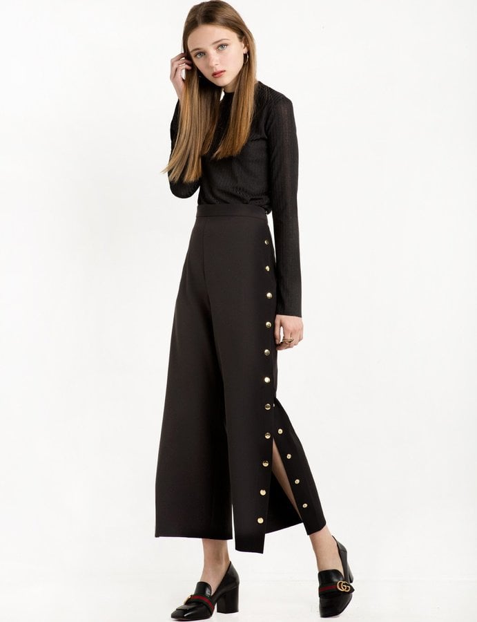 snap button striped side pants