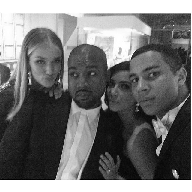 Kanye West and Kim Kardashian posed with model Rosie Huntington-Whiteley and designer Oliver Rousteing.
Source: Instagram user kimkardashian