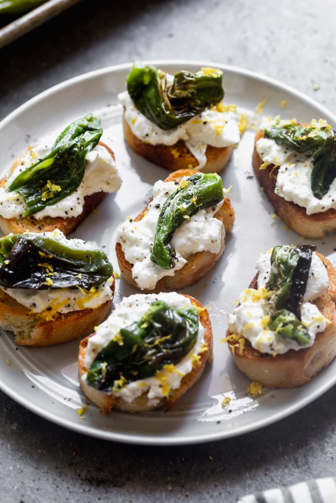 Shishito Pepper and Burrata Crostini