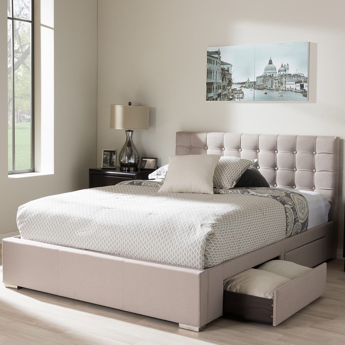 Dhp dakota upholstered platform online bed with storage drawers