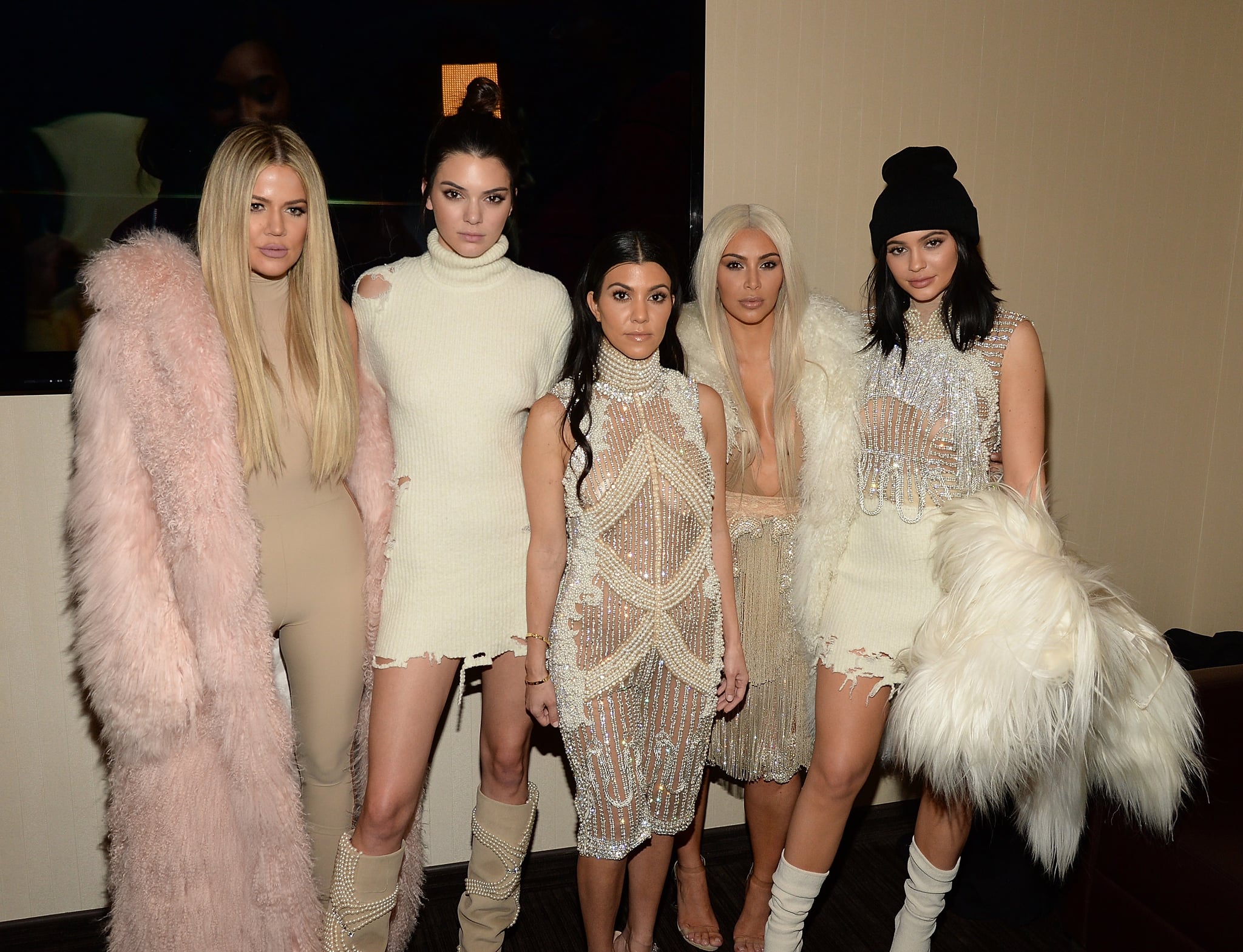 NEW YORK, NY - FEBRUARY 11:  Khloe Kardashian, Kendall Jenner, Kourtney Kardashian, Kim Kardashian West and Kylie Jenner attend Kanye West Yeezy Season 3 at Madison Square Garden on February 11, 2016 in New York City.  (Photo by Kevin Mazur/Getty Images for Yeezy Season 3)