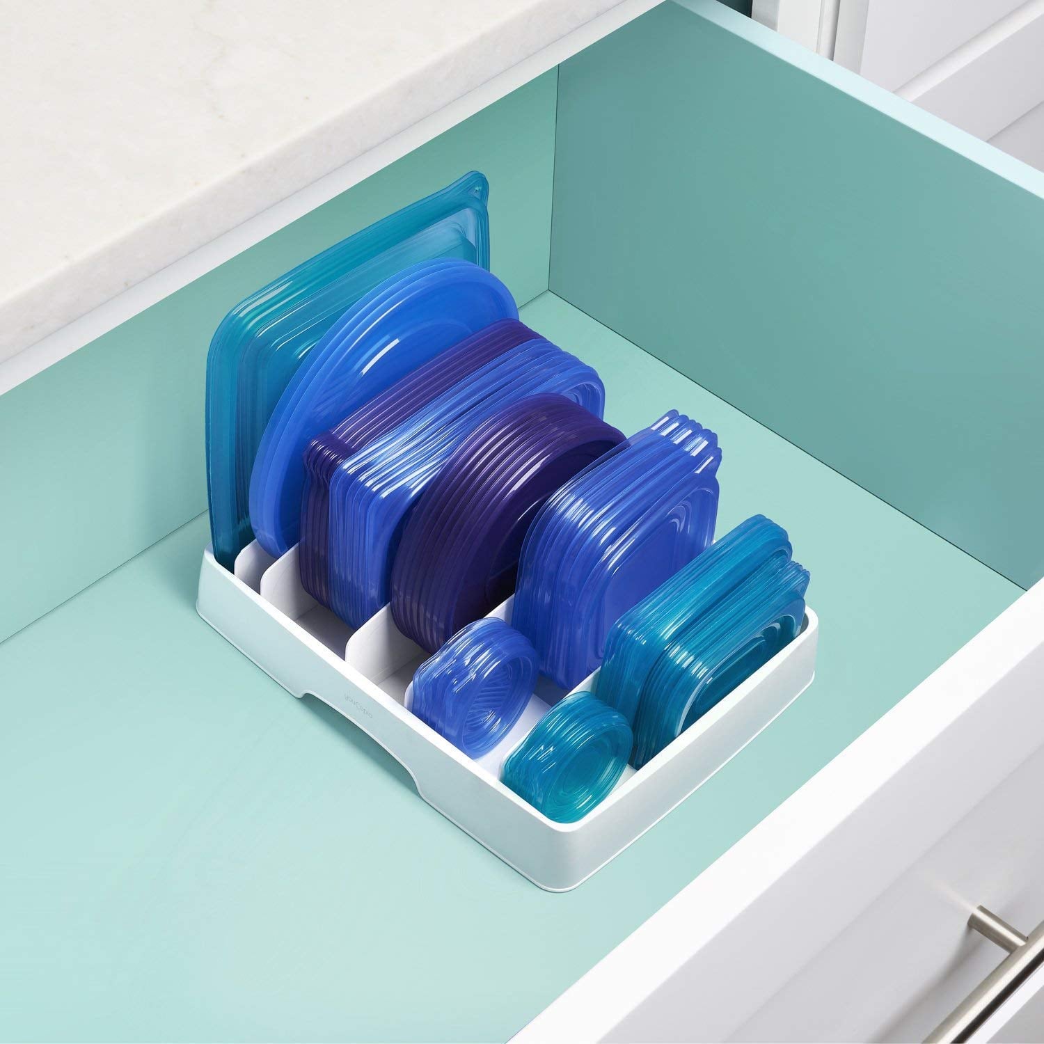 DIY Drawer Organizer for Plastic Containers and Lids 