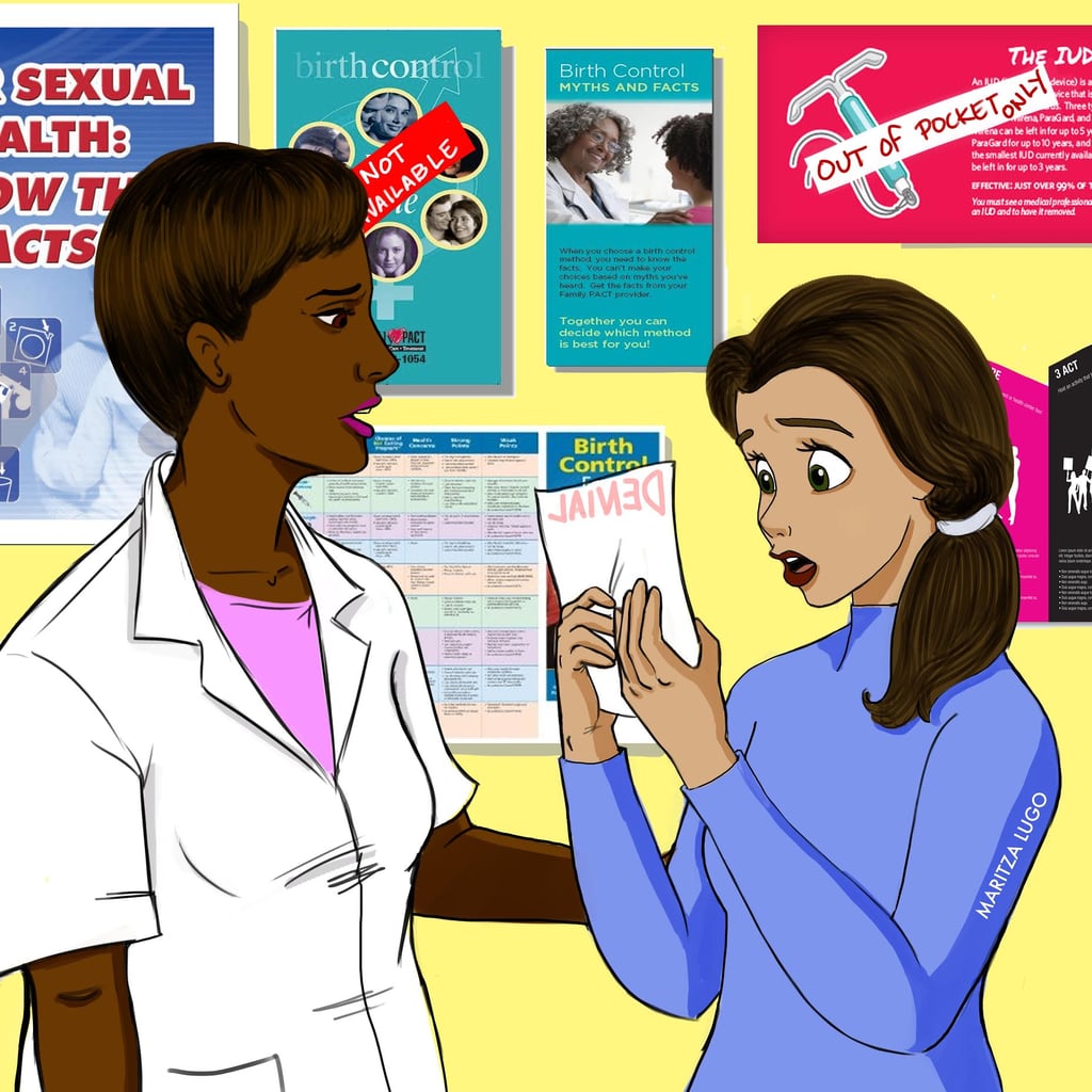 "Belle was super happy to get birth control. As someone who was dependent on it, finding out she was denied her refill will only make Belle's life a little harder. Birth control helps women in so many ways and it isn't just for preventing pregnancy," Mariza said on the Instagram caption accompanying this illustration. "No-copay birth control was a hallmark of ACA, allowing 55 million women to have more control over their bodies. Now insurance companies would no longer be required to cover contraceptives, and pregnancy would be considered a 'pre-existing condition.'"