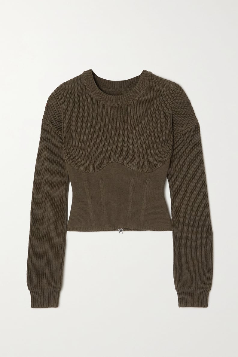 RTA Fitz Paneled Ribbed Cotton Sweater