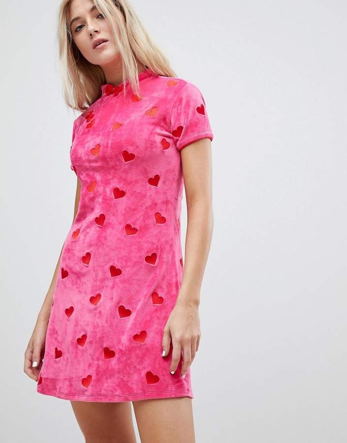 Lazy Oaf Valentine's Heart-Embroidered Dress