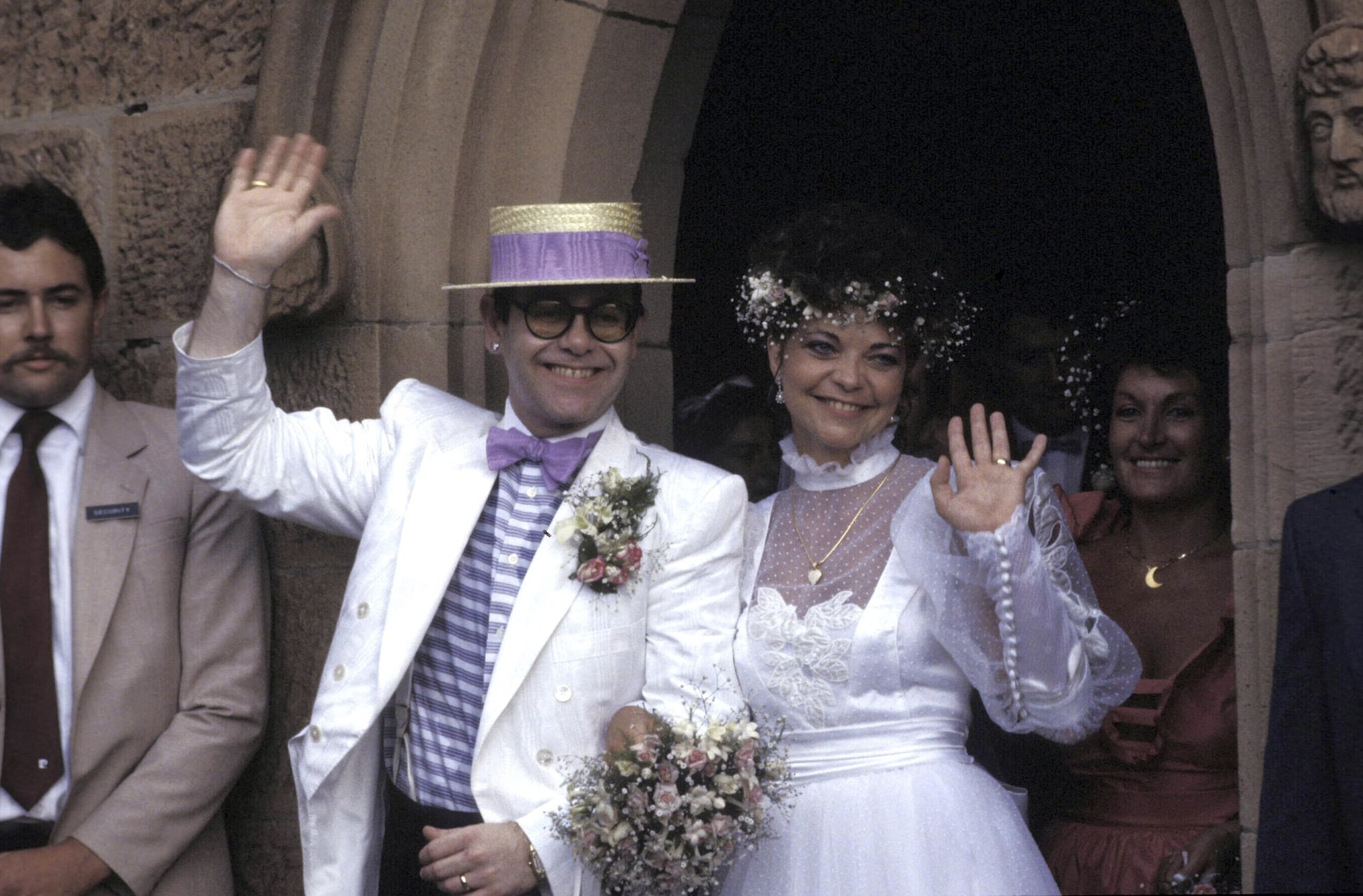 FEBRUARY 14 1984 : ELTON JOHN AND RENATE BLAUEL AT ST MARK'S CHURCH .(Photo by Patrick Riviere/Getty Images)