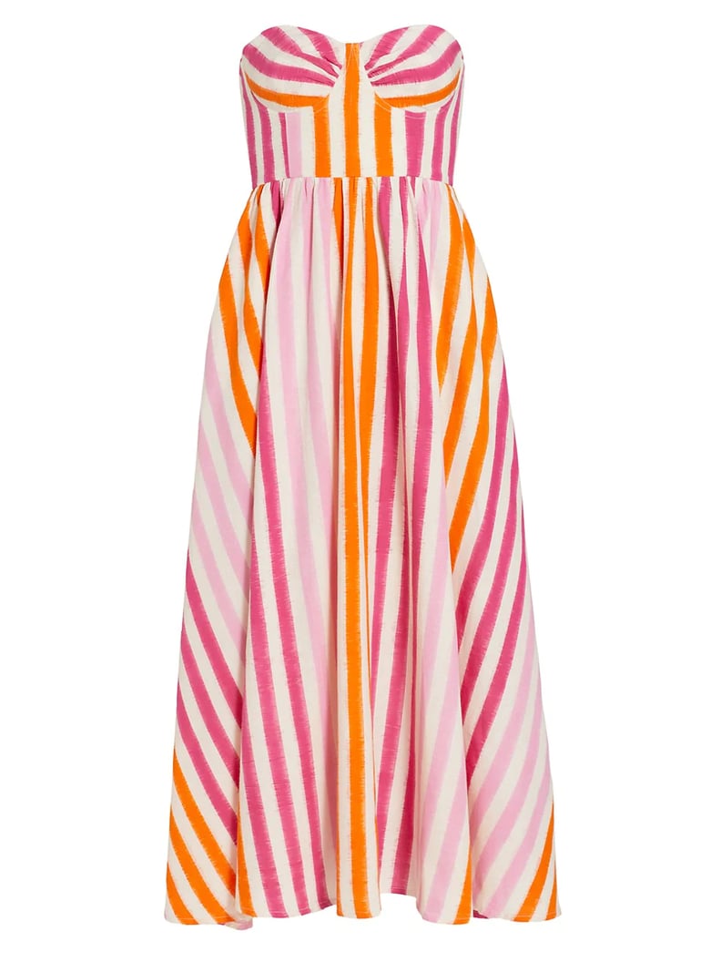 Emporio Sirenuse Ikat Stripes Johanna Strapless Lace-Up Midi-Dress