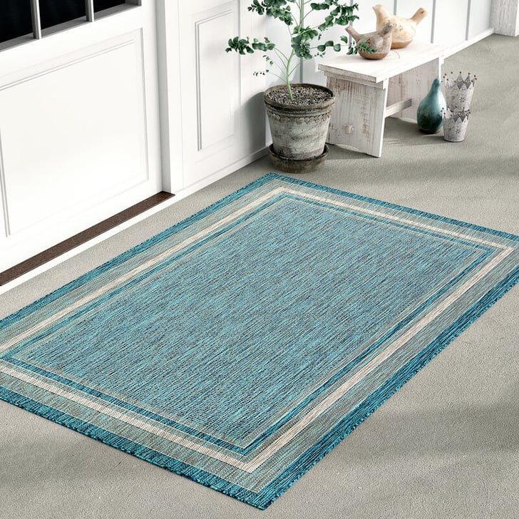 Tollette Teal Indoor/Outdoor Area Rug Best Outdoor Rugs POPSUGAR