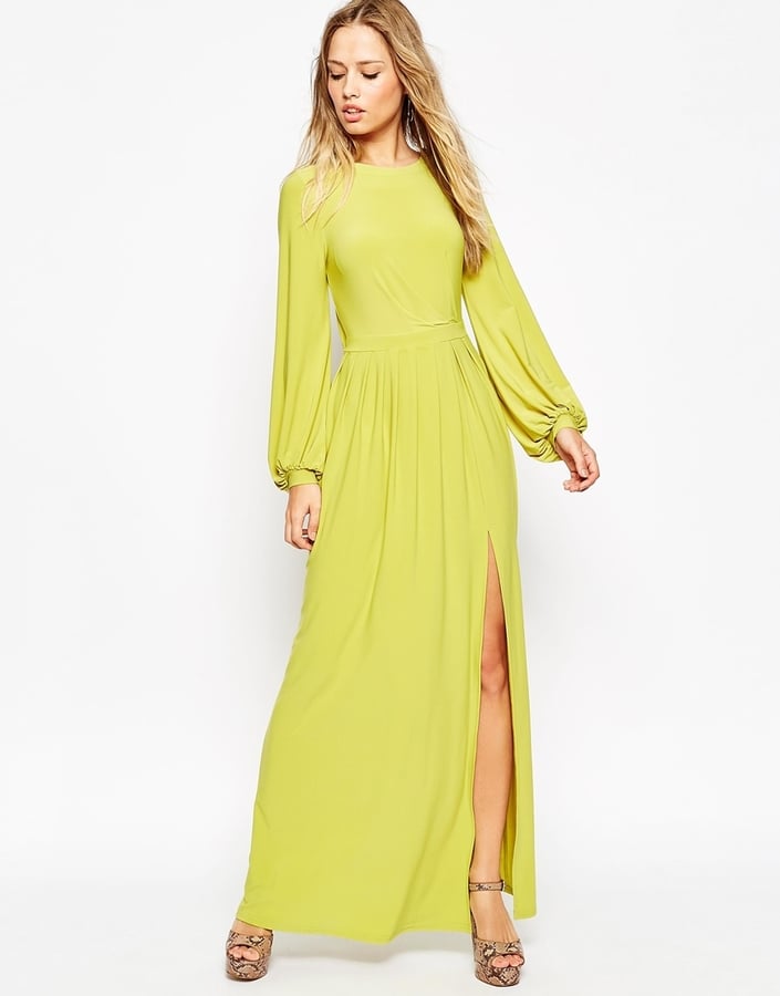 Asos Collection Long Sleeve Slinky Maxi Dress ($86) | Jennifer Lawrence ...