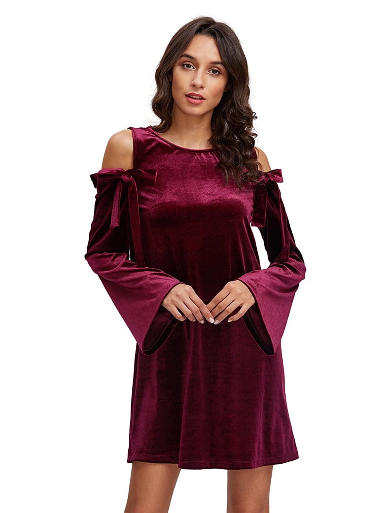 Oeuvre Cold-Shoulder Velvet Dress