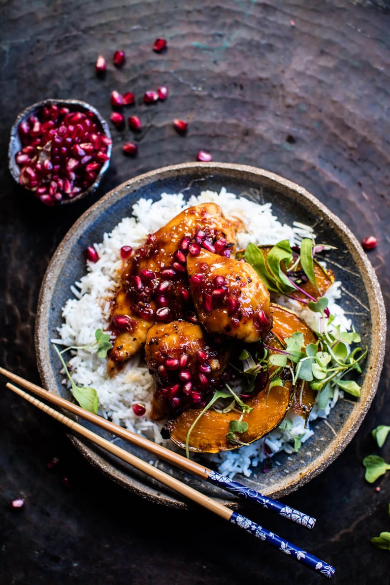 Sheet-Pan Sticky Pomegranate Chicken and Honey-Roasted Squash