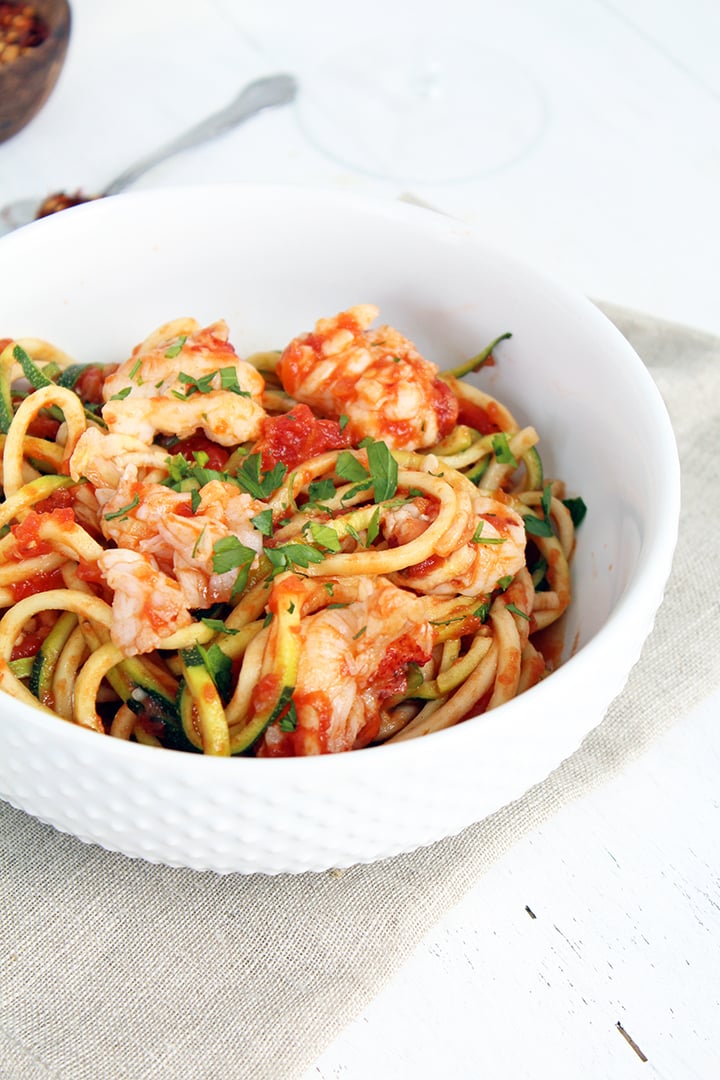Lobster Tail Fra Diavolo With Zucchini Noodles
