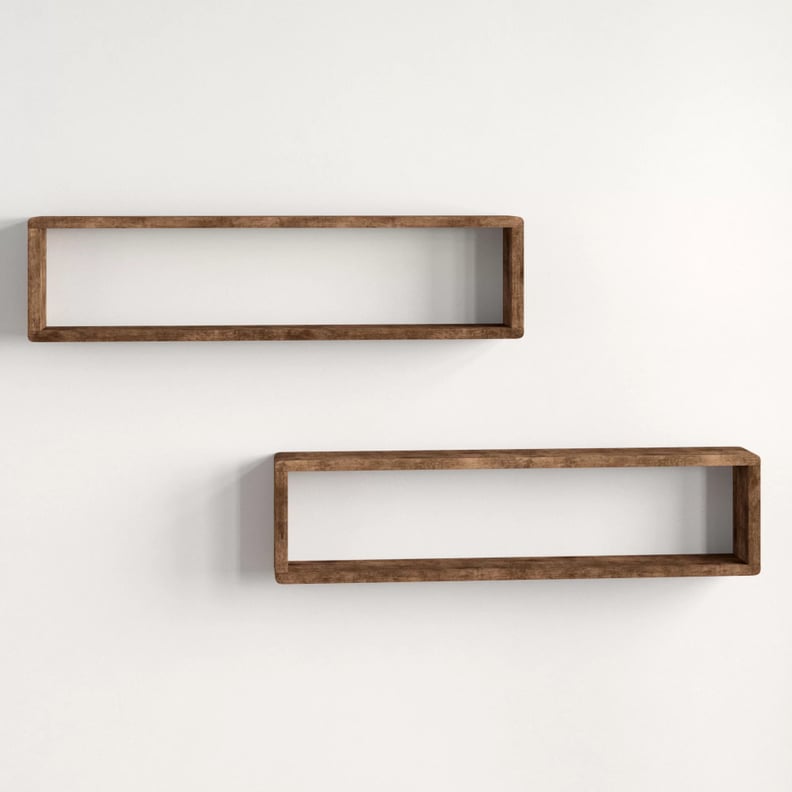 2-Tiered Floating Shelf: Three Posts Abbott 4 Piece Alder Solid Wood Floating Shelves