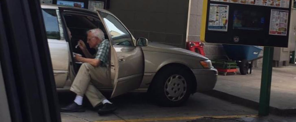 Elderly Man Feeding Wife Ice Cream